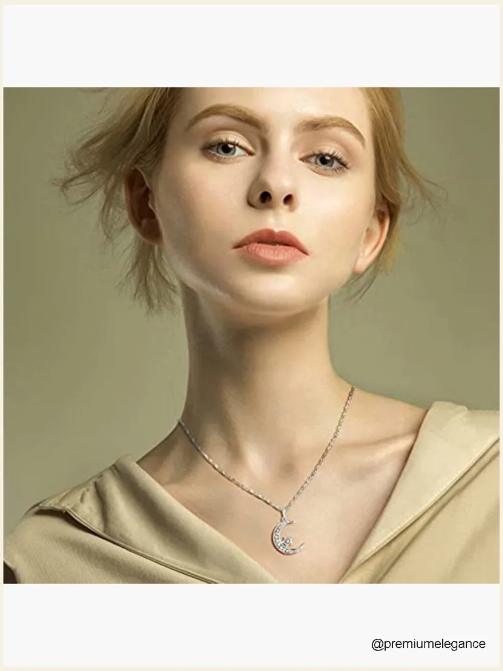 Sterling Silver Crescent Moon Star Necklace Cubic Zirconia 18